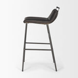 Mercana Kavalan 37.5" Total Height Ebony Leather Seat Black Metal Frame Bar Stool