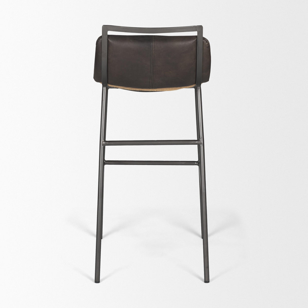 Mercana Kavalan 37.5" Total Height Ebony Leather Seat Black Metal Frame Bar Stool