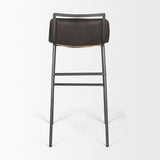 Mercana Kavalan 37.5" Total Height Ebony Leather Seat Black Metal Frame Bar Stool