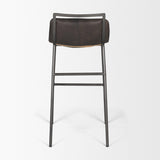 Mercana Kavalan 37.5" Total Height Ebony Leather Seat Black Metal Frame Bar Stool