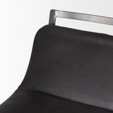 Mercana Kavalan 37.5" Total Height Ebony Leather Seat Black Metal Frame Bar Stool