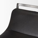 Mercana Kavalan 37.5" Total Height Ebony Leather Seat Black Metal Frame Bar Stool