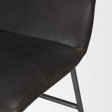 Mercana Kavalan 37.5" Total Height Ebony Leather Seat Black Metal Frame Bar Stool