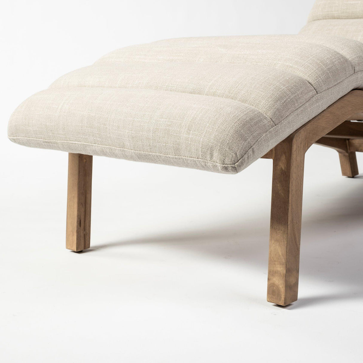 Mercana Pierre Beige Fabric Upholstered Armless Chaise Lounge Chair