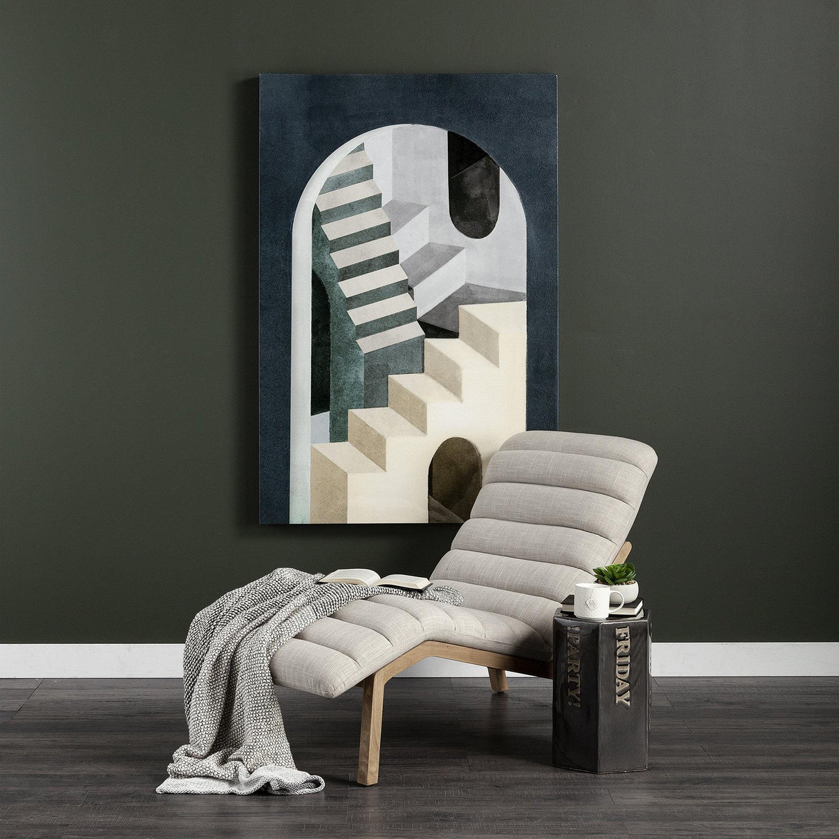 Mercana Pierre Beige Fabric Upholstered Armless Chaise Lounge Chair