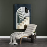Mercana Pierre Beige Fabric Upholstered Armless Chaise Lounge Chair