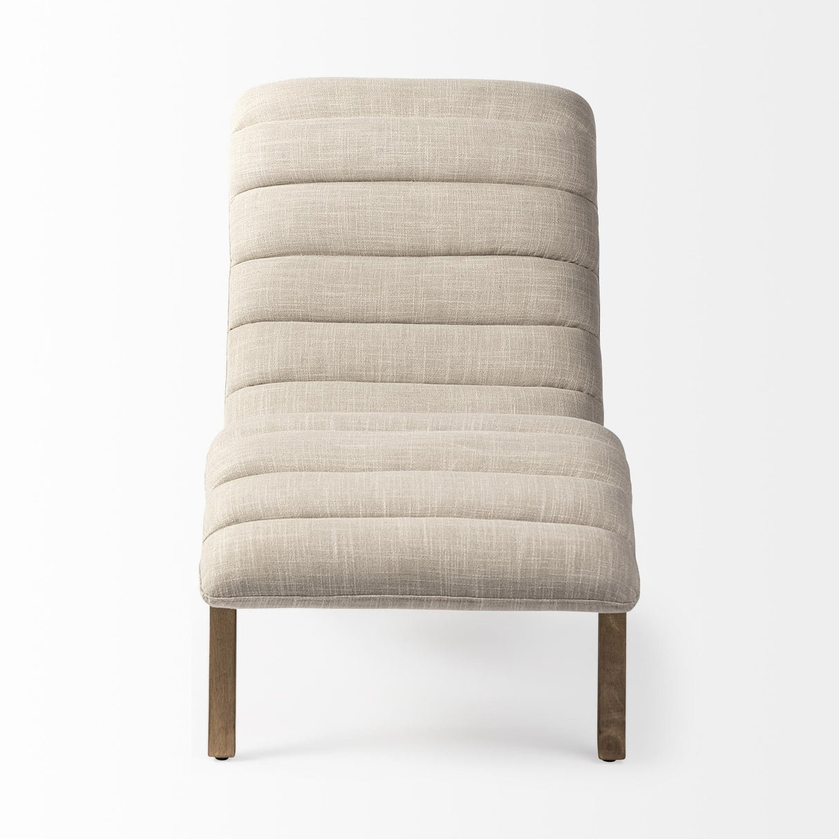 Mercana Pierre Beige Fabric Upholstered Armless Chaise Lounge Chair