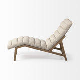 Mercana Pierre Beige Fabric Upholstered Armless Chaise Lounge Chair