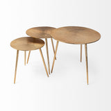 Mercana Reva I (Large) 24L x 24W Gold Round Top Cast Aluminum Accent Table