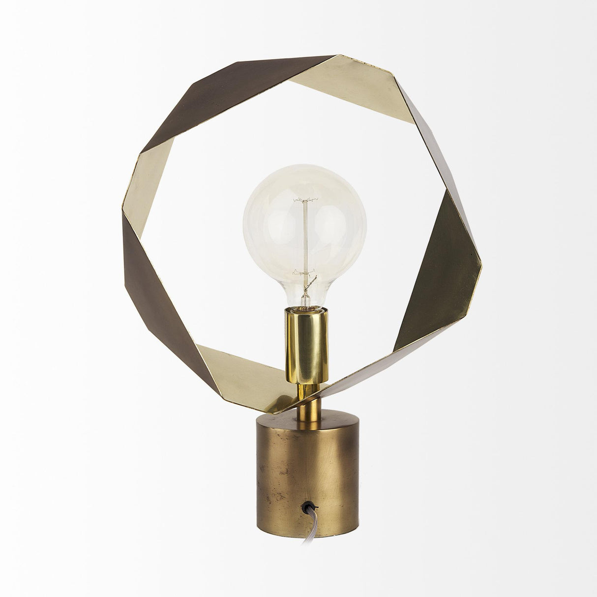Mercana Shamir 15L x 15W Gold Geometric Metal Table Lamp