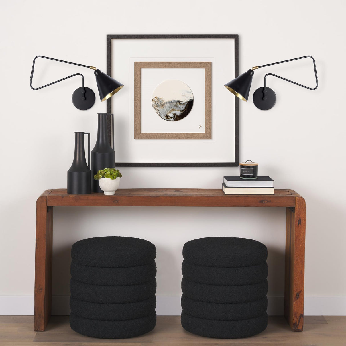 Mercana Cobalt 6L x 32W Black Metal Cone Shaped Swivel Wall Sconce
