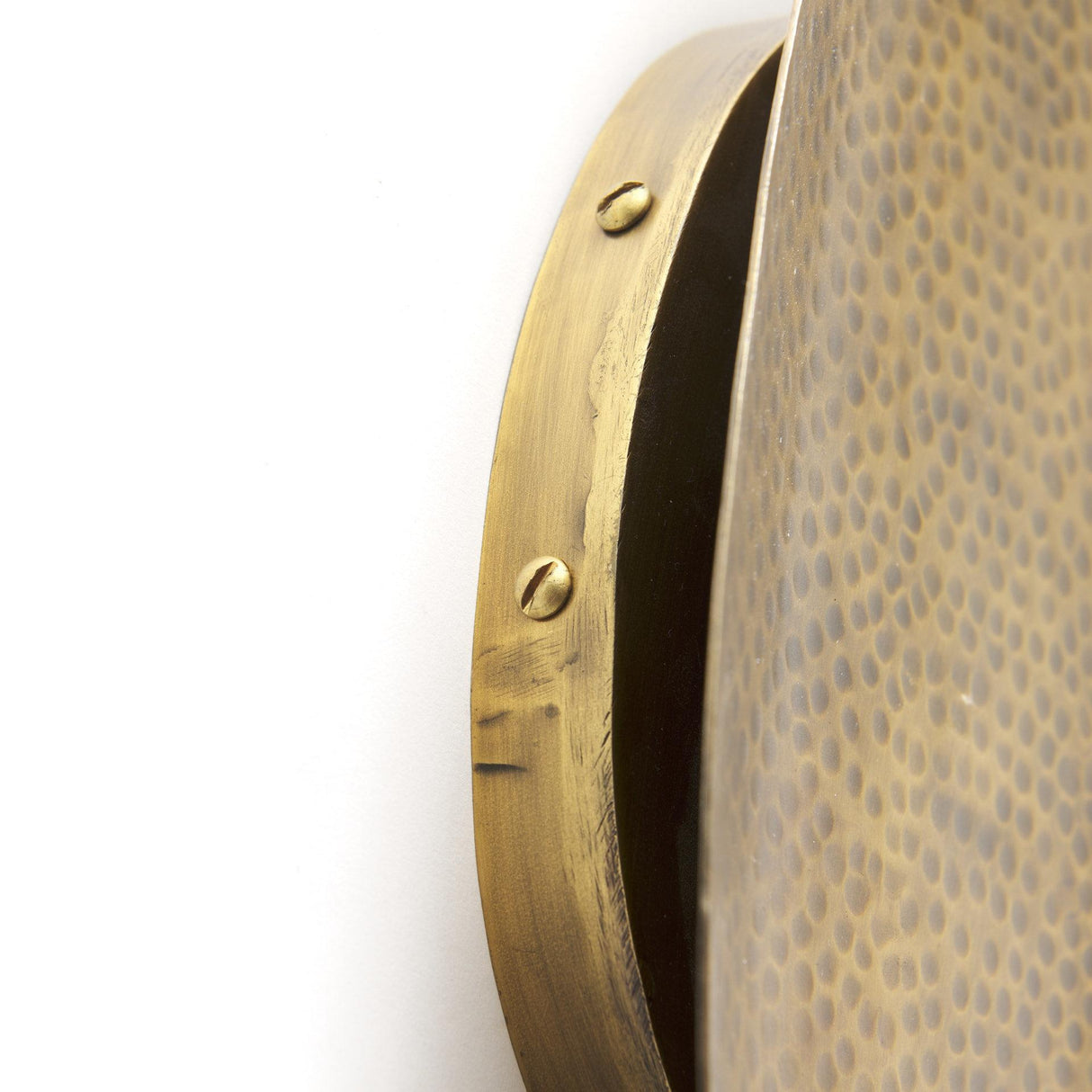 Mercana Clarence 7.0L x 5.3W x 17.0H Metal Hammered Gold Round Wall Sconce