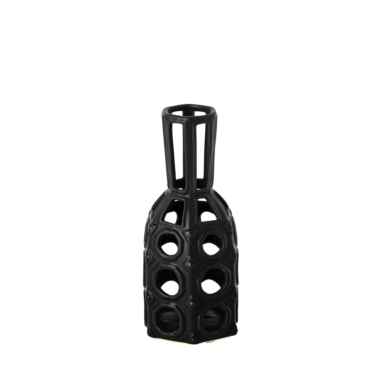 Mercana Brunel Small Black Drum-Shaped Ceramic Vase