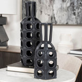 Mercana Brunel Small Black Drum-Shaped Ceramic Vase