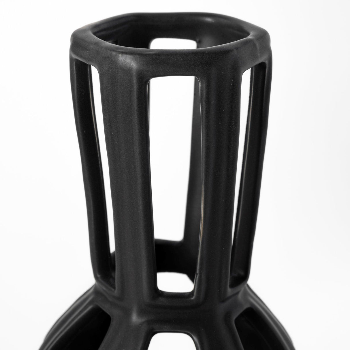 Mercana Brunel Small Black Drum-Shaped Ceramic Vase