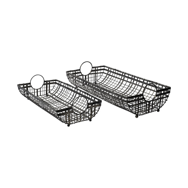 Mercana Kenneth (Set of 2) 24L x 12W Gray Metal Baskets