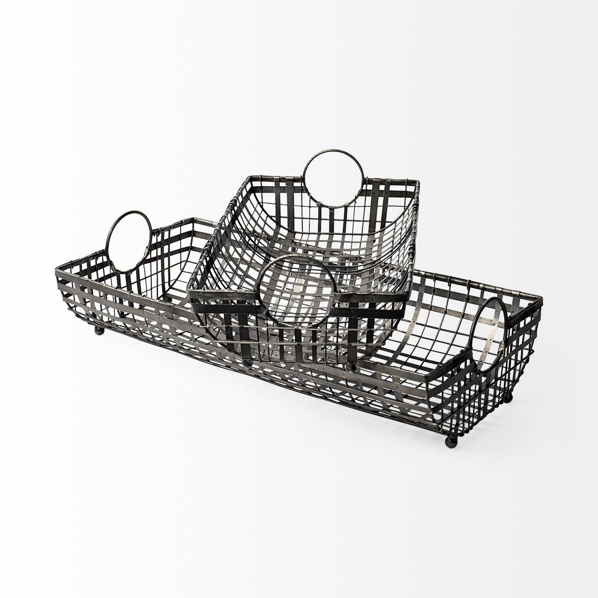 Mercana Kenneth (Set of 2) 24L x 12W Gray Metal Baskets