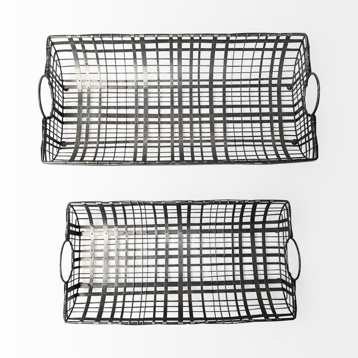 Mercana Kenneth (Set of 2) 24L x 12W Gray Metal Baskets