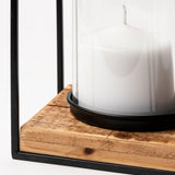 Mercana Leopold Set of Two Black Metal Wooden Base Table Candle Holders