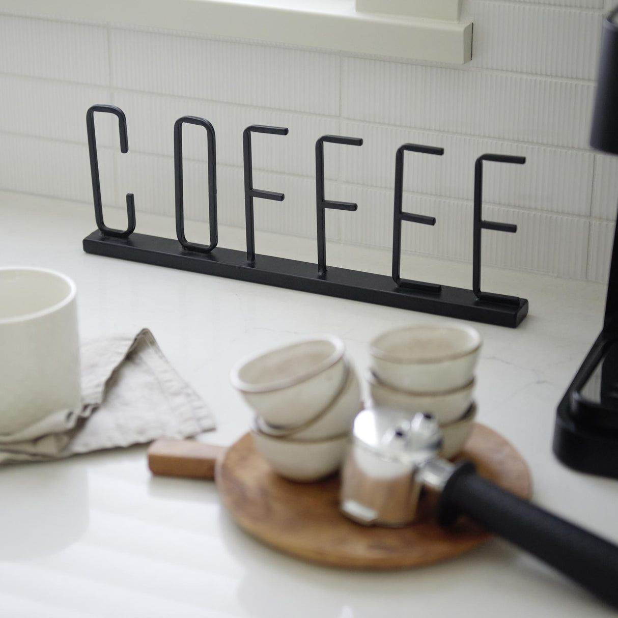 Mercana Coffee 15L x 1W Black Metal Sign