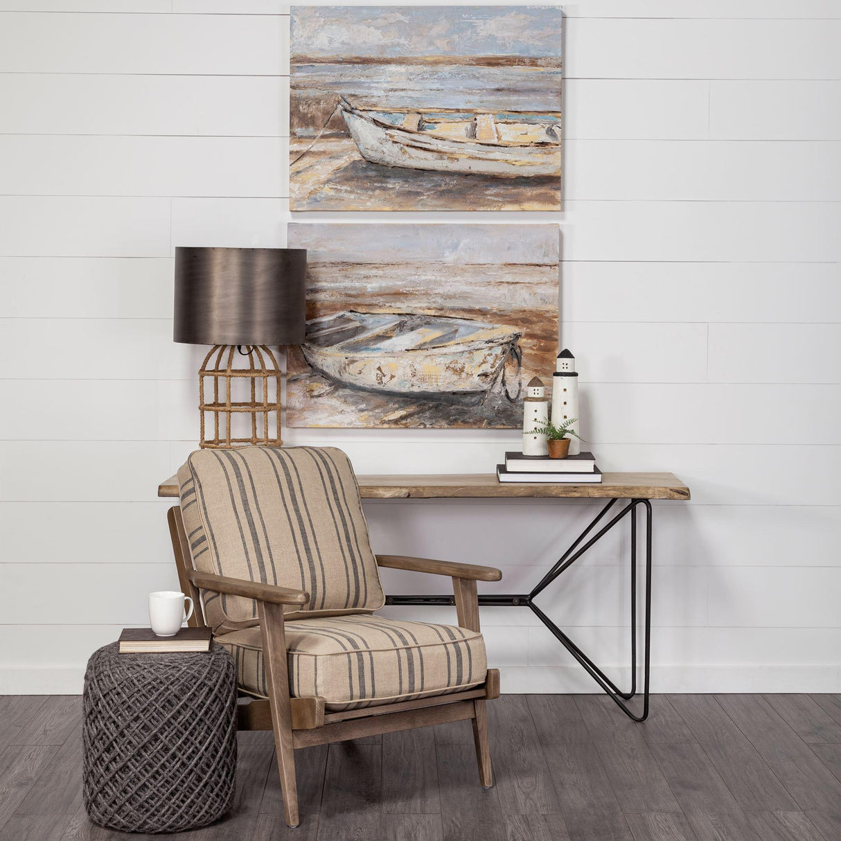 Mercana Abner (Small) 3L x 3W White Wooden Coastal Lighthouse