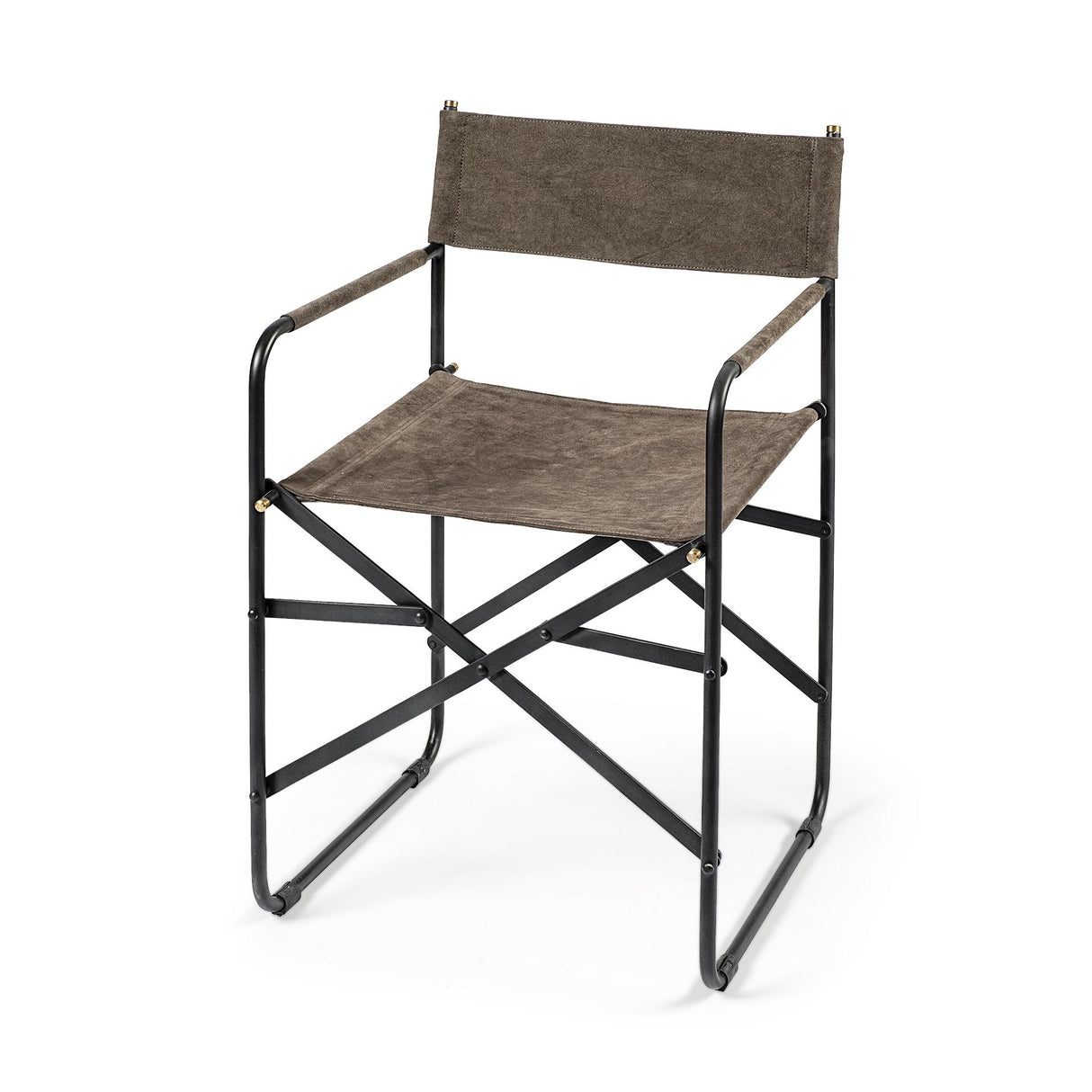 Mercana Direttore 19.25L x 20W x 31H Brown/Gray Suede W/ Metal Frame Dining Chair