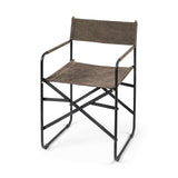 Mercana Direttore 19.25L x 20W x 31H Brown/Gray Suede W/ Metal Frame Dining Chair