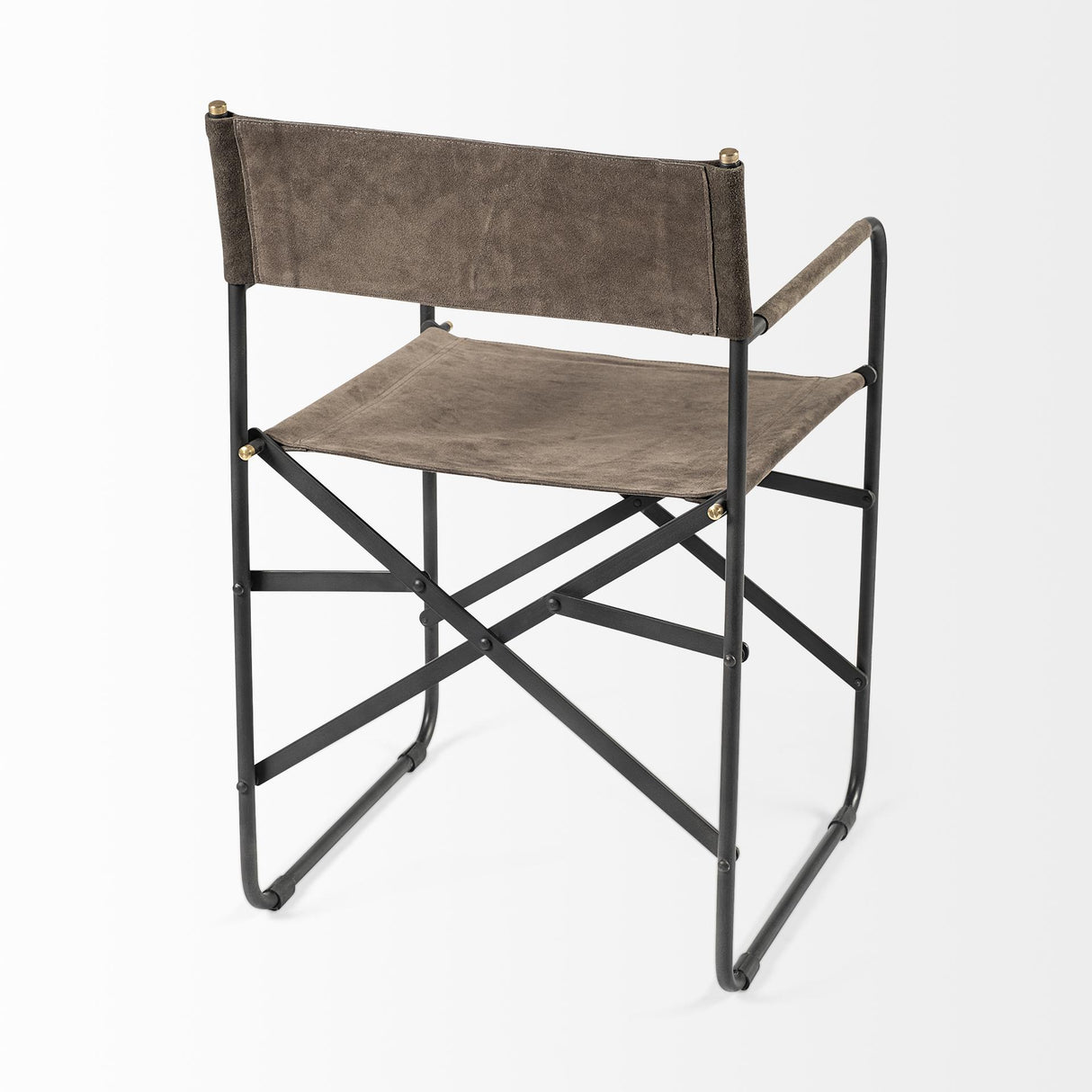 Mercana Direttore 19.25L x 20W x 31H Brown/Gray Suede W/ Metal Frame Dining Chair
