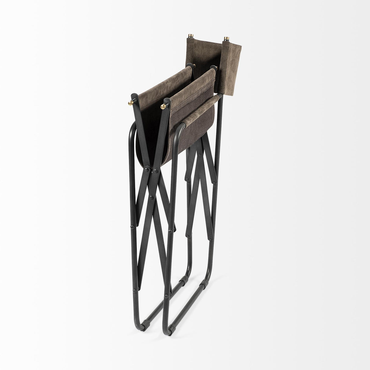 Mercana Direttore 19.25L x 20W x 31H Brown/Gray Suede W/ Metal Frame Dining Chair