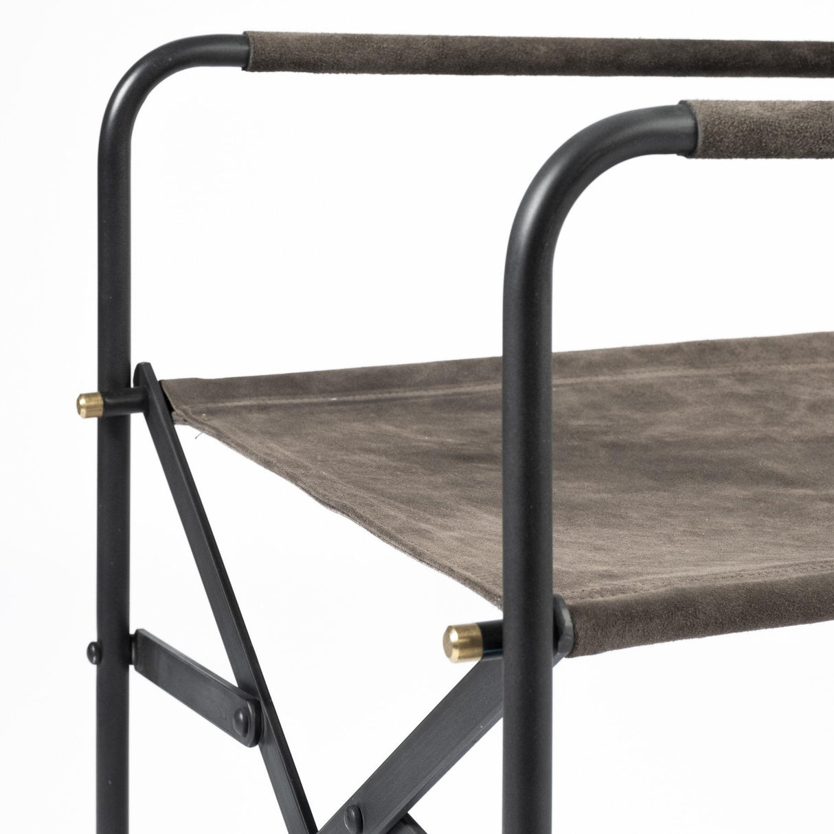 Mercana Direttore 19.25L x 20W x 31H Brown/Gray Suede W/ Metal Frame Dining Chair