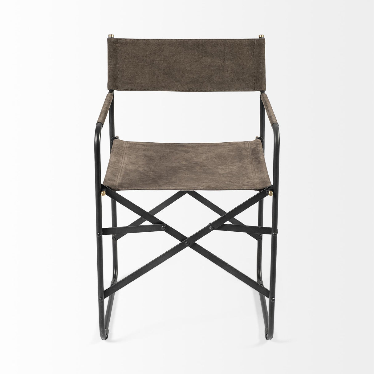 Mercana Direttore 19.25L x 20W x 31H Brown/Gray Suede W/ Metal Frame Dining Chair