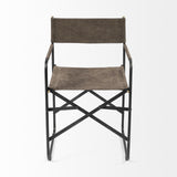 Mercana Direttore 19.25L x 20W x 31H Brown/Gray Suede W/ Metal Frame Dining Chair
