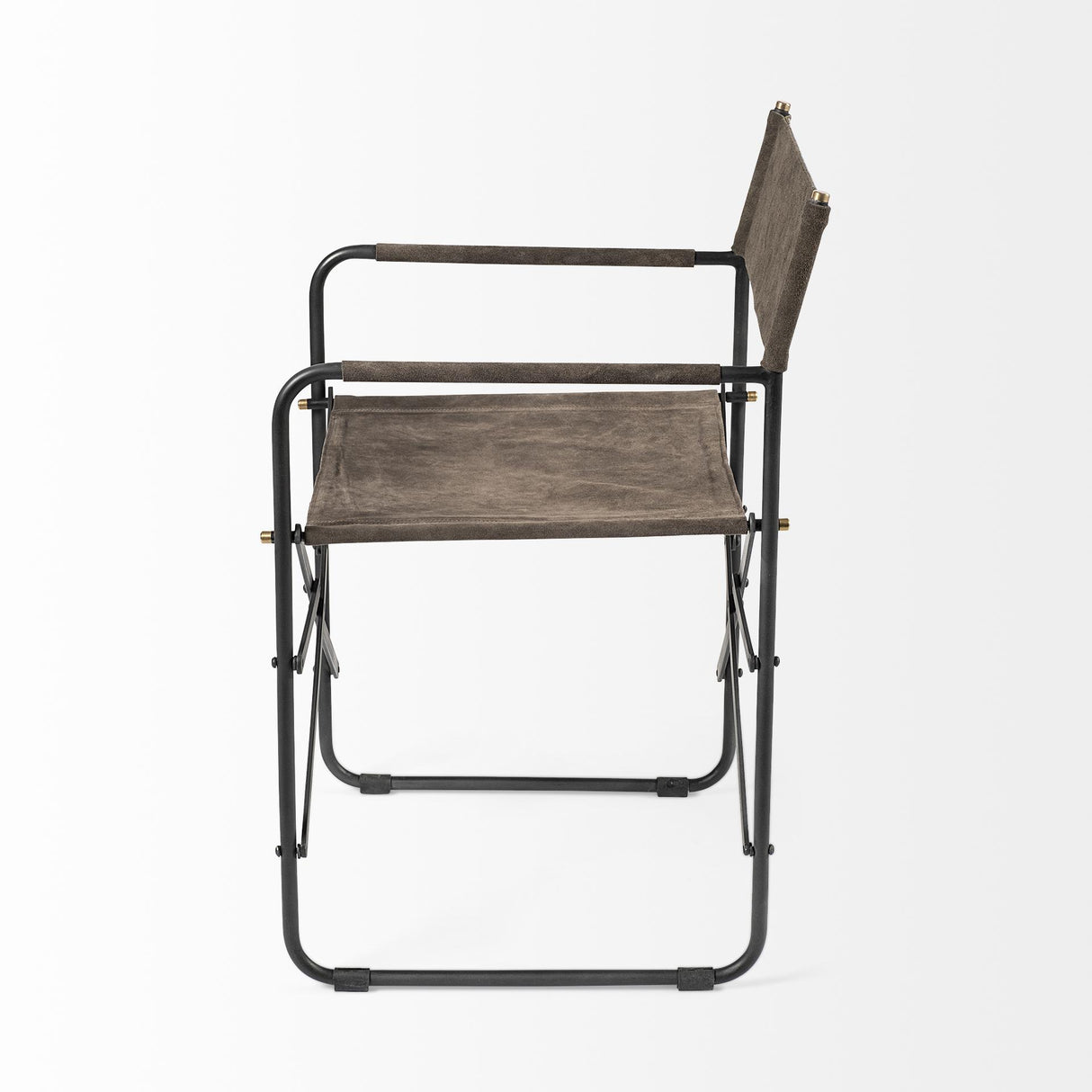 Mercana Direttore 19.25L x 20W x 31H Brown/Gray Suede W/ Metal Frame Dining Chair