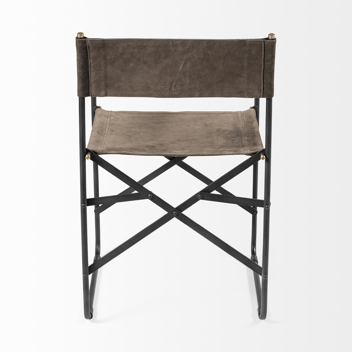 Mercana Direttore 19.25L x 20W x 31H Brown/Gray Suede W/ Metal Frame Dining Chair