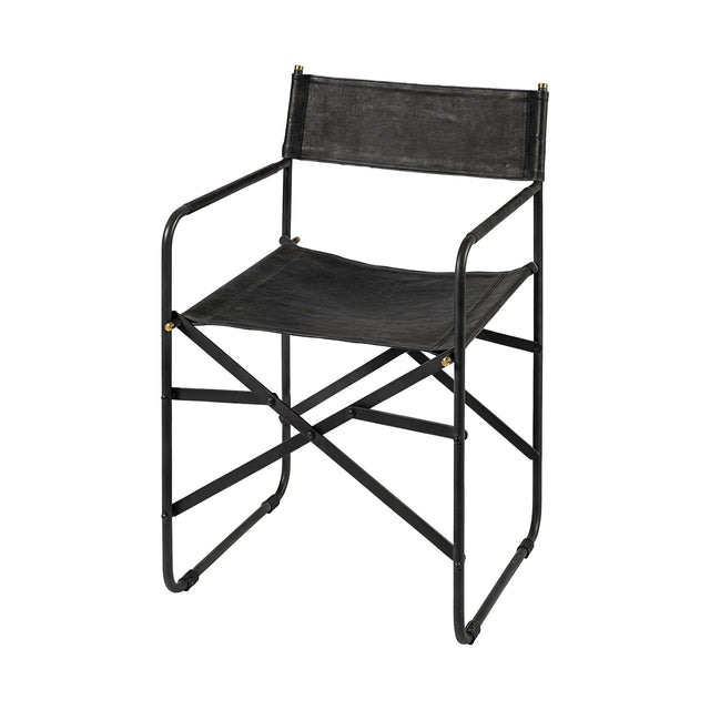 Mercana Direttore Black Iron Frame Black Leather Dining Chair