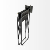 Mercana Direttore Black Iron Frame Black Leather Dining Chair
