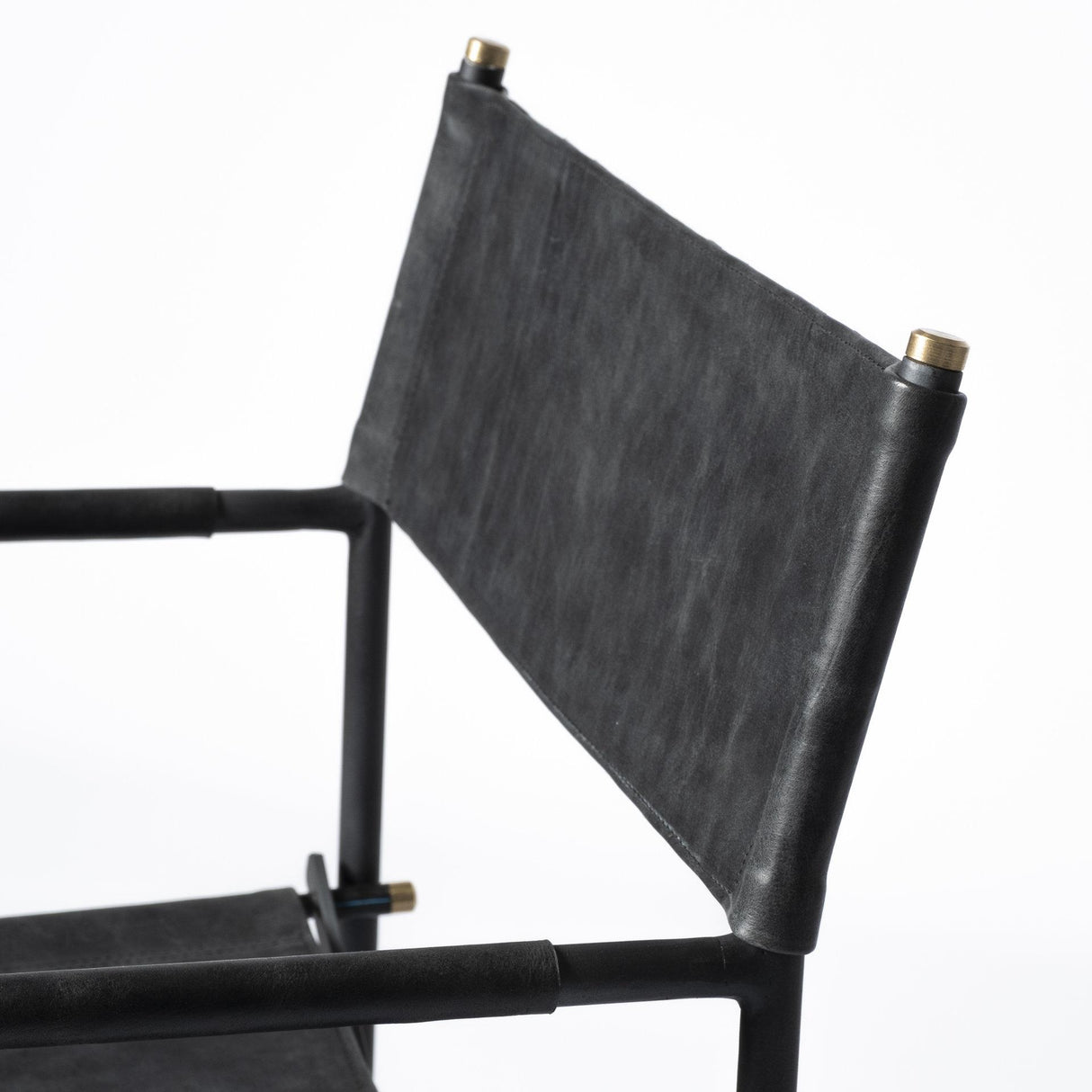 Mercana Direttore Black Iron Frame Black Leather Dining Chair