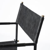 Mercana Direttore Black Iron Frame Black Leather Dining Chair