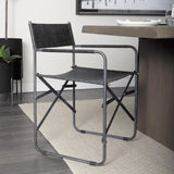 Mercana Direttore Black Iron Frame Black Leather Dining Chair