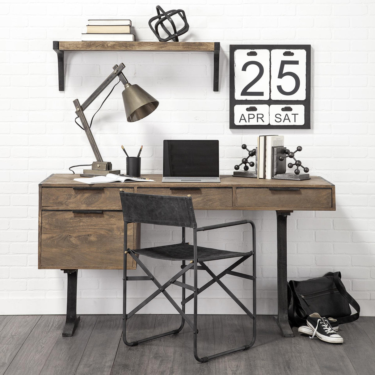Mercana Direttore Black Iron Frame Black Leather Dining Chair