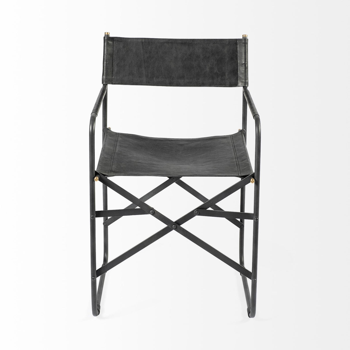 Mercana Direttore Black Iron Frame Black Leather Dining Chair