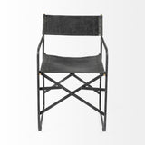 Mercana Direttore Black Iron Frame Black Leather Dining Chair