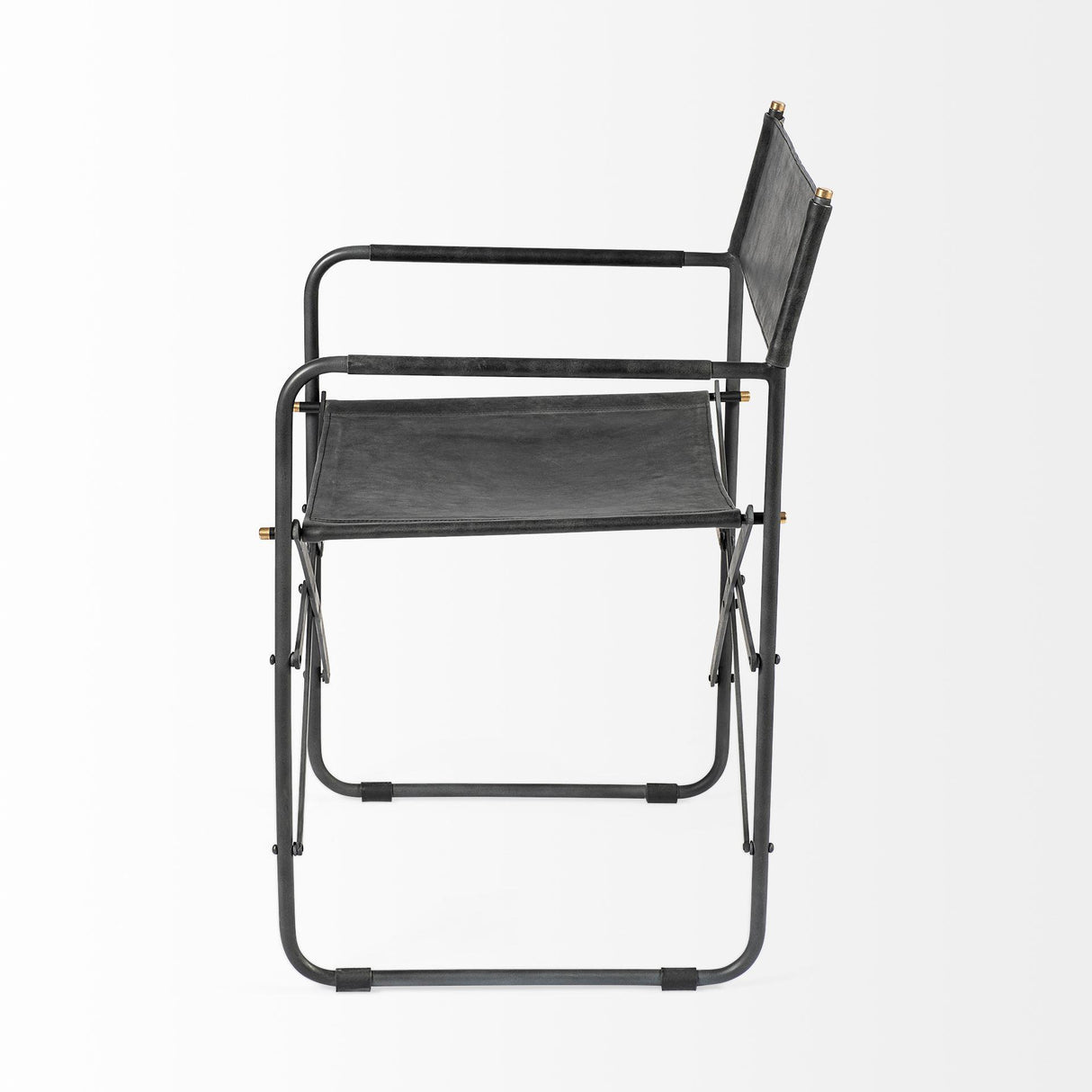 Mercana Direttore Black Iron Frame Black Leather Dining Chair