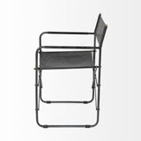 Mercana Direttore Black Iron Frame Black Leather Dining Chair