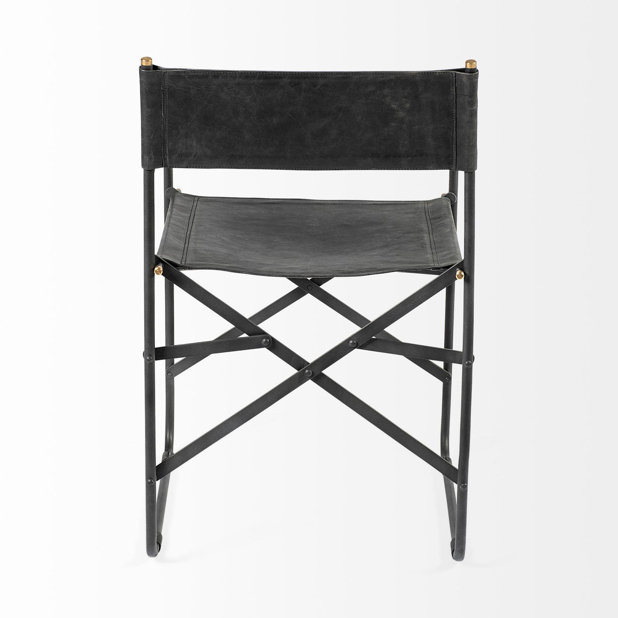 Mercana Direttore Black Iron Frame Black Leather Dining Chair
