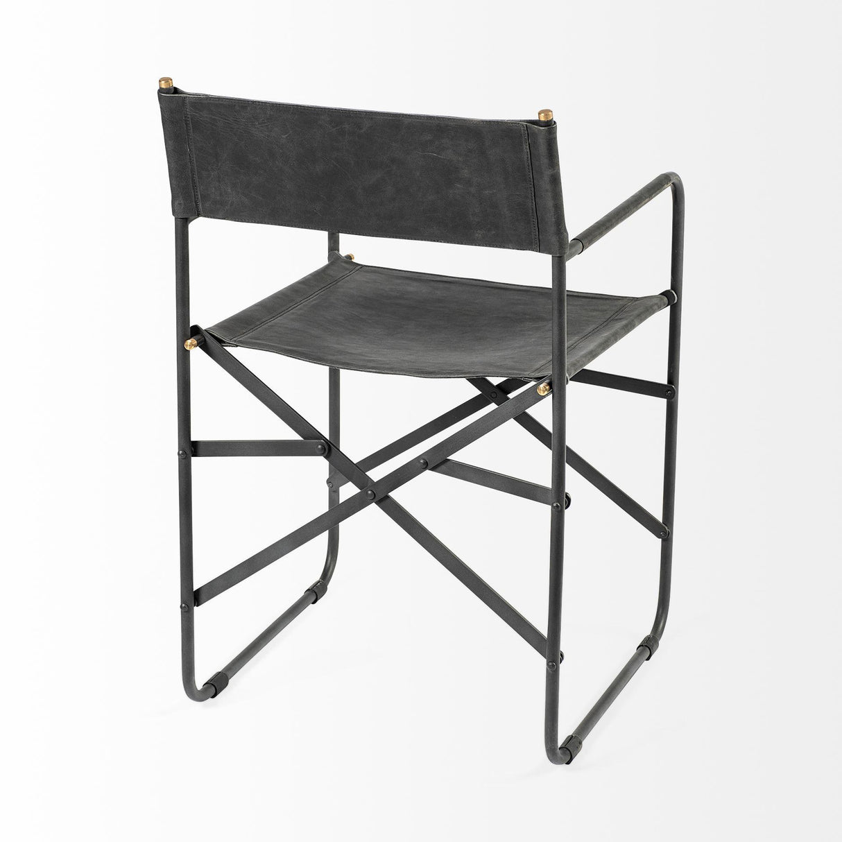 Mercana Direttore Black Iron Frame Black Leather Dining Chair