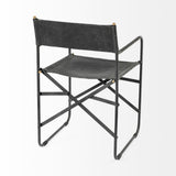 Mercana Direttore Black Iron Frame Black Leather Dining Chair