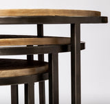 Mercana Glover (Set of 3) 20L x 20W Brown Wood Round Top W/Metal Nesting Accent Tables
