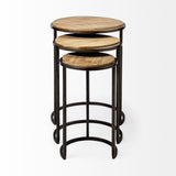 Mercana Glover (Set of 3) 20L x 20W Brown Wood Round Top W/Metal Nesting Accent Tables