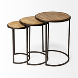Mercana Glover (Set of 3) 20L x 20W Brown Wood Round Top W/Metal Nesting Accent Tables